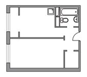 Планировка 1-комнатной квартиры, 33,25 м2