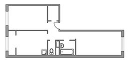 Планировка 2-комнатной квартиры, 54,15 м2