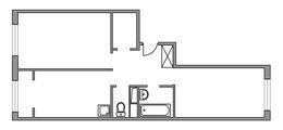 Планировка 2-комнатной квартиры, 55,35 м2
