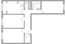 Планировка 3-комнатной квартиры, 69,26 м2
