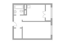 Планировка 1-комнатной квартиры, 34,43 м2