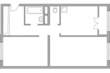 Планировка 2-комнатной квартиры, 54,4 м2