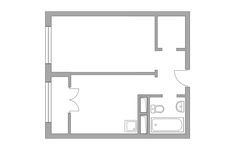 Планировка 1-комнатной квартиры, 33,44 м2
