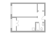 Планировка 1-комнатной квартиры, 33,8 м2