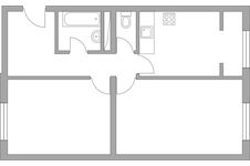 Планировка 2-комнатной квартиры, 54,4 м2