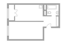 Планировка 1-комнатной квартиры, 37,35 м2