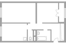 Планировка 2-комнатной квартиры, 57,24 м2