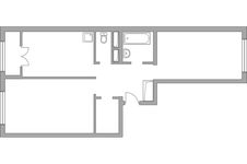 Планировка 2-комнатной квартиры, 55,35 м2