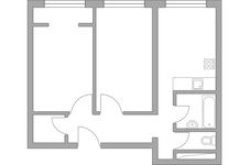 Планировка 2-комнатной квартиры, 51,75 м2