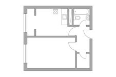 Планировка 1-комнатной квартиры, 36,58 м2
