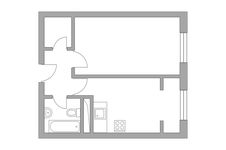 Планировка 1-комнатной квартиры, 33,25 м2