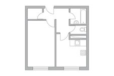 Планировка 1-комнатной квартиры, 33,77 м2