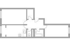 Планировка 2-комнатной квартиры, 55,35 м2