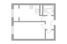 Планировка 1-комнатной квартиры, 33,25 м2