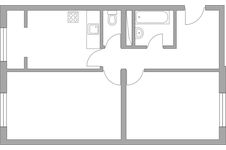 Планировка 2-комнатной квартиры, 54,4 м2