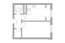 Планировка 1-комнатной квартиры, 38,39 м2