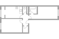 Планировка 2-комнатной квартиры, 56,53 м2