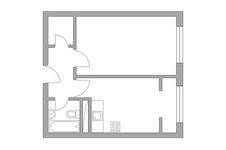 Планировка 1-комнатной квартиры, 38,39 м2