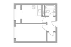 Планировка 1-комнатной квартиры, 33,44 м2