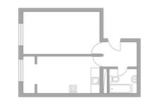 Планировка 1-комнатной квартиры, 37,35 м2