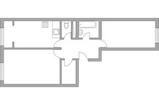 Планировка 2-комнатной квартиры, 54,49 м2