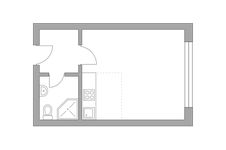 Планировка квартиры студии, 22,75 м2