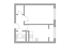 Планировка 1-комнатной квартиры, 36,58 м2