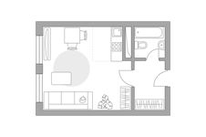Планировка квартиры студии, 25,93 м2