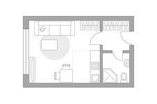 Планировка квартиры студии, 22,75 м2