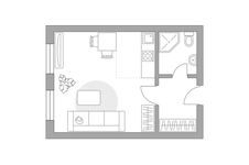 Планировка квартиры студии, 25,15 м2