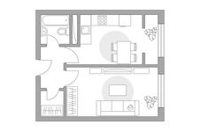 Планировка 1-комнатной квартиры, 35,1 м2