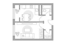 Планировка 1-комнатной квартиры, 33,44 м2
