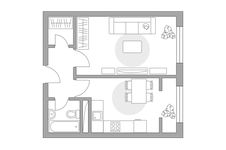 Планировка 1-комнатной квартиры, 38,39 м2