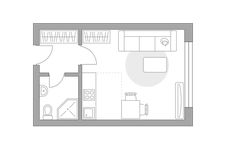Планировка квартиры студии, 22,75 м2
