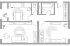 Планировка 2-комнатной квартиры, 54,4 м2