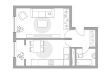 Планировка 1-комнатной квартиры, 37,35 м2