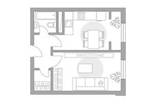 Планировка 1-комнатной квартиры, 38,39 м2