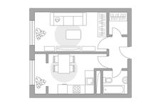Планировка 1-комнатной квартиры, 33,44 м2