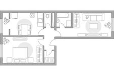 Планировка 2-комнатной квартиры, 54,49 м2