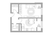 Планировка 1-комнатной квартиры, 34,43 м2