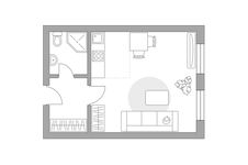 Планировка квартиры студии, 26,42 м2