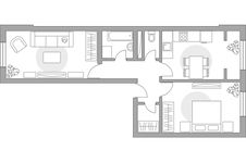 Планировка 2-комнатной квартиры, 54,15 м2