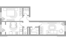 Планировка 2-комнатной квартиры, 54,15 м2