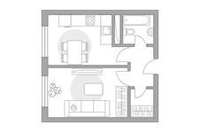 Планировка 1-комнатной квартиры, 32,27 м2