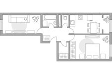 Планировка 2-комнатной квартиры, 54,49 м2