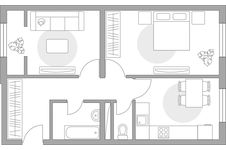 Планировка 2-комнатной квартиры, 57,24 м2