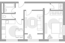 Планировка 2-комнатной квартиры, 54,31 м2