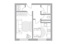 Планировка 1-комнатной квартиры, 33,77 м2