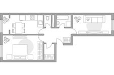 Планировка 2-комнатной квартиры, 55,35 м2