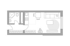 Планировка квартиры студии, 23,49 м2